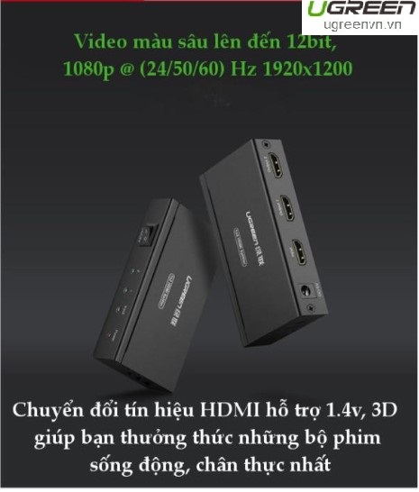 Bộ chia cổng HDMI 1 ra 2 Hỗ trợ full HD, 4k * 2k, 30hz Chính hãng Ugreen 40201 Cao cấp